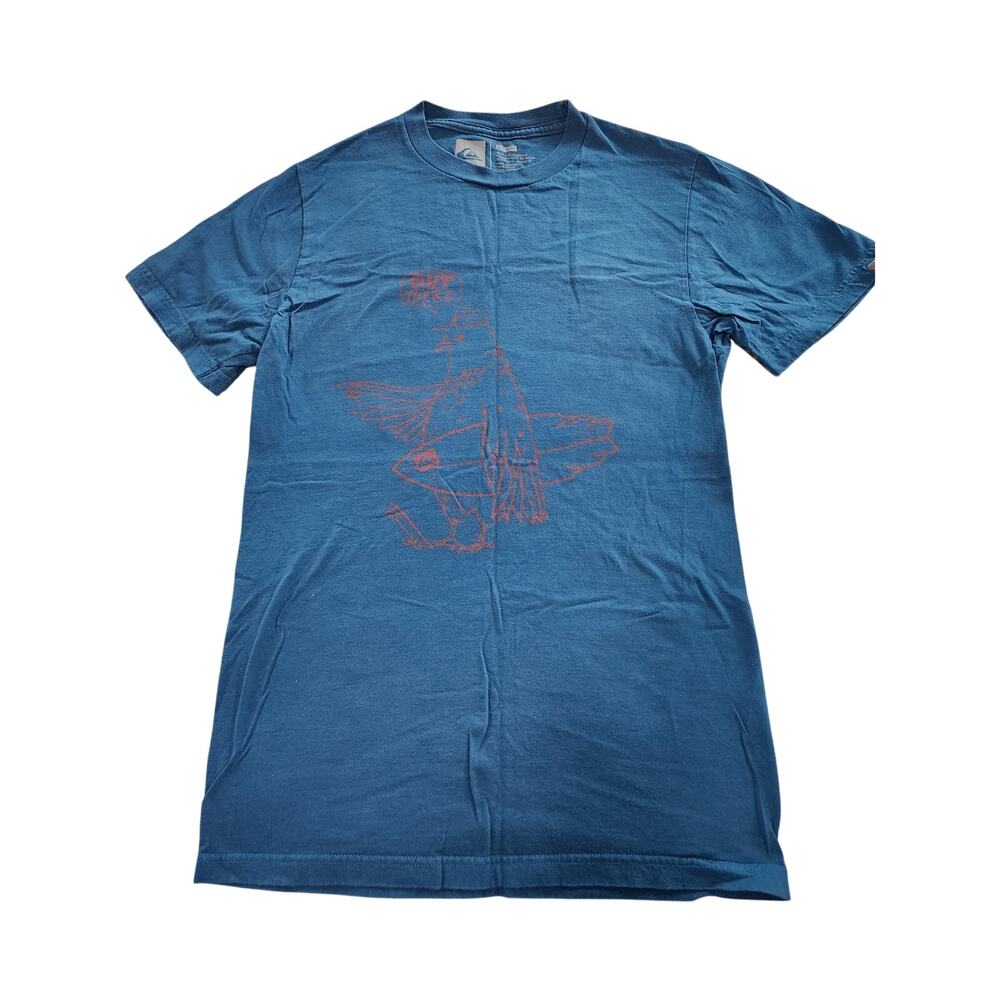 Quiksilver Men’s Surfer Bird Graphic Tee Size Small Blue T-Shirt Skate Surf